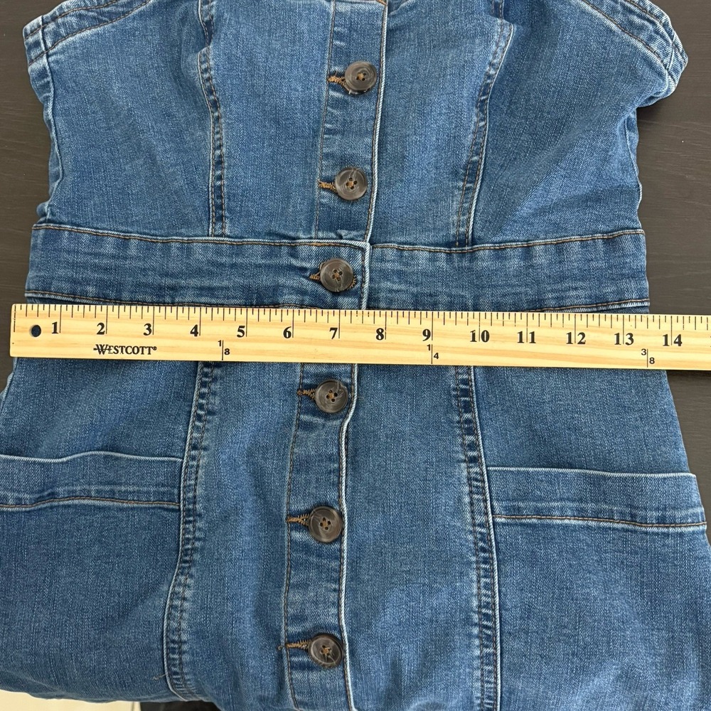 Aeropostale Womens Denim Dress Size Medium Blue Button Front Pockets - Picture 10 of 13